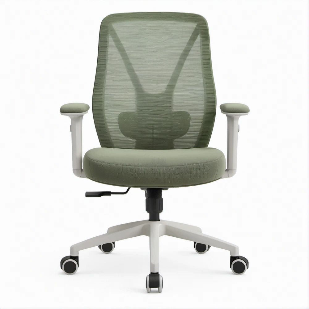Cadeira de Escritório Ergonómica Giratória Verde em Malha com Apoios de Braços, 60 x 60 x 96-106 cm