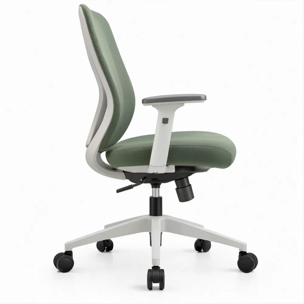 Cadeira de Escritório Ergonómica Verde e Branca com Apoio Lombar 65 x 65 x 118-128 cm