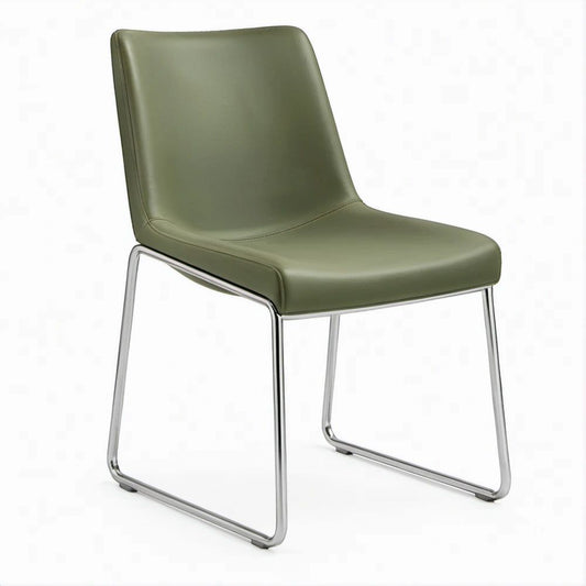 Cadeira Estofada Verde-Azeitona com Estrutura Cromada, 45 x 55 x 85 cm