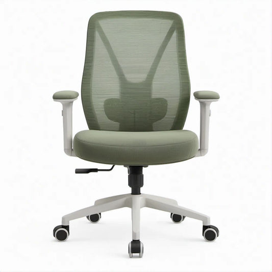 Cadeira de Escritório Ergonómica Giratória Verde em Malha com Apoios de Braços, 60 x 60 x 96-106 cm