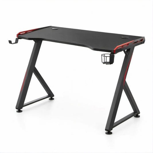 Secretária Gaming em MDF e Aço Preto/Vermelho 110 x 60 x 75 cm