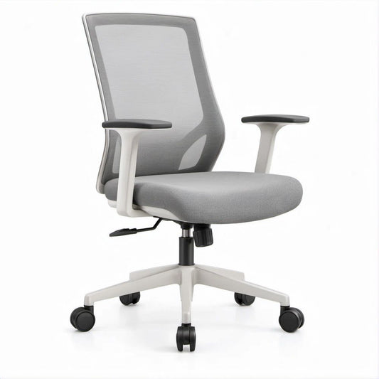 Cadeira de Escritório Giratória Cinzenta com Encosto em Malha e Braços 60 x 60 x 96-106 cm
