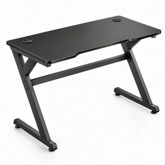 Secretária Gaming Preta 120 x 60 x 75 cm com Passa-Cabos