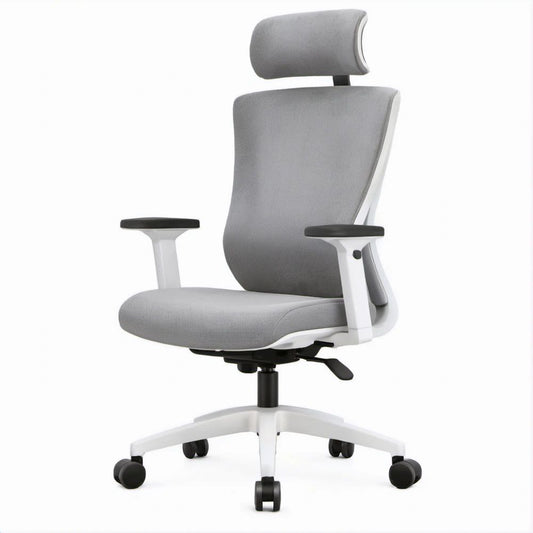 Cadeira de Escritório Ergonómica Cinzenta com Apoio de Cabeça, 65 x 65 x 115-125 cm