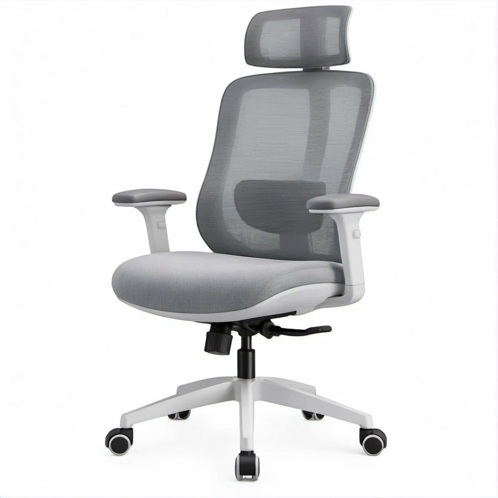 Cadeira de Escritório Ergonómica Giratória em Malha Cinzenta, Branca e Preta 66 x 66 x 116-126 cm